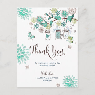 Mason Jars Garden Wedding Thank you Card
