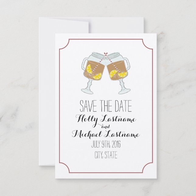 Mason Jars Of Sweet Tea Wedding Save The Date (Front)