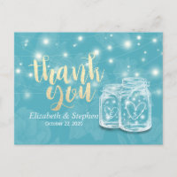 Mason Jars String Lights Flowers Wedding Thank You