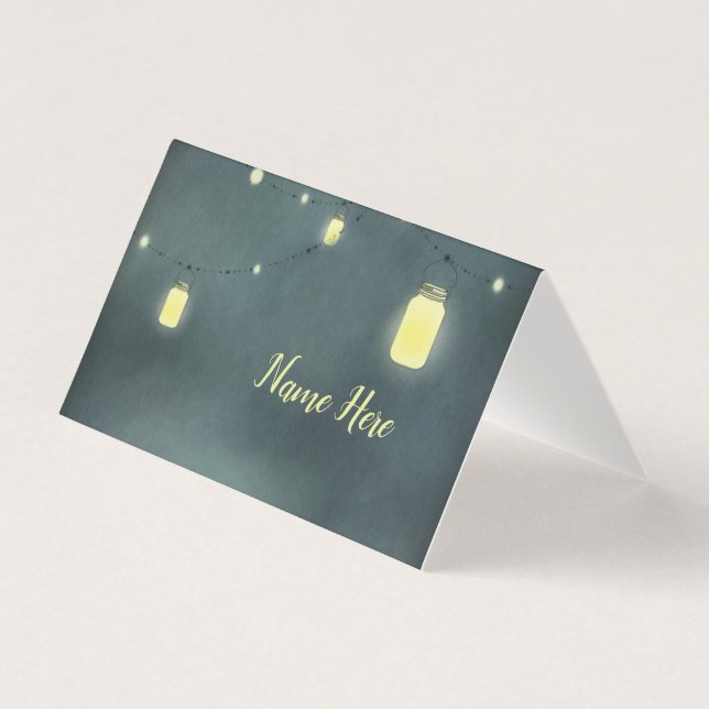 Mason Jars Summer Night Place Cards (Front)