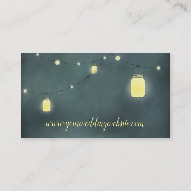 Mason Jars Summer Night Wedding Website Enclosure Card (Front)