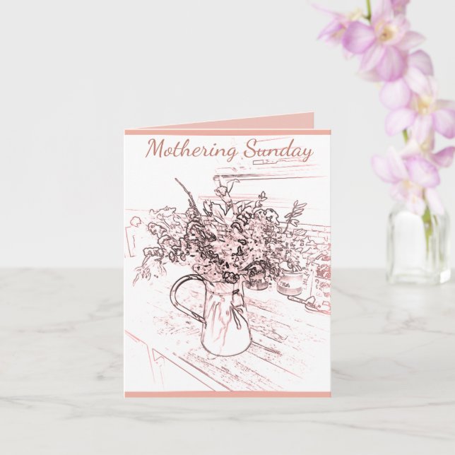 Mason Jug, Mothering Sunday Folded Greeting Card (Orchid)