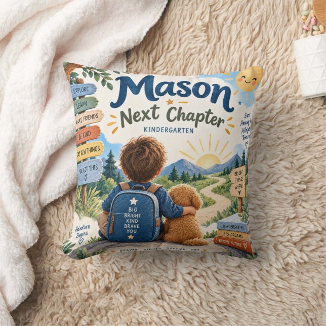 Mason Kindergarten Adventure Throw Pillow (Blanket)
