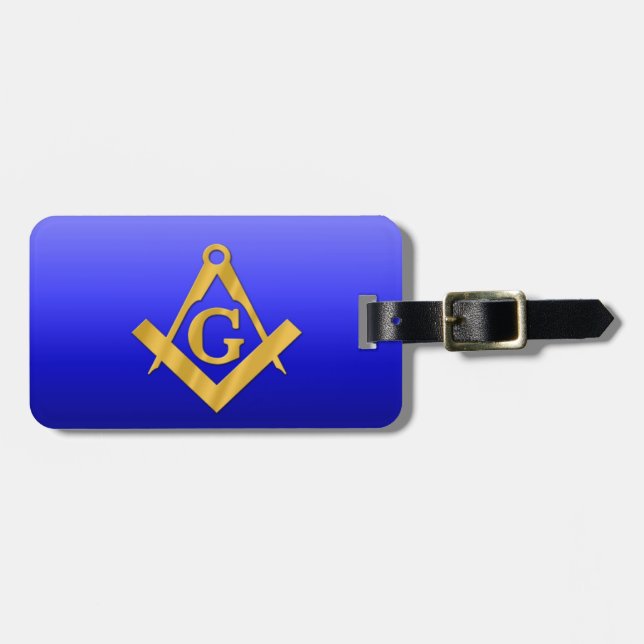 Mason Masonic with Gradient Blue Luggage Tag (Front Horizontal)