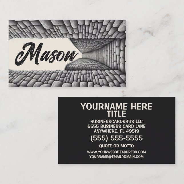 Mason Masonry Background Business Card (Front/Back)