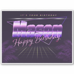 Mason Name Vorname lila retro Sticker Geburtstag