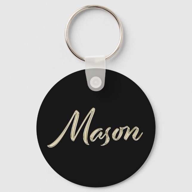 Mason Name whitegold Button Schlüsselanhänger Key Ring (Front)