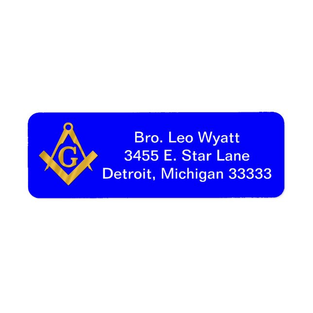Mason or Masonic Return Mailing Label (Front)