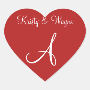 Mason Red Custom Letter Weddings Heart Sticker