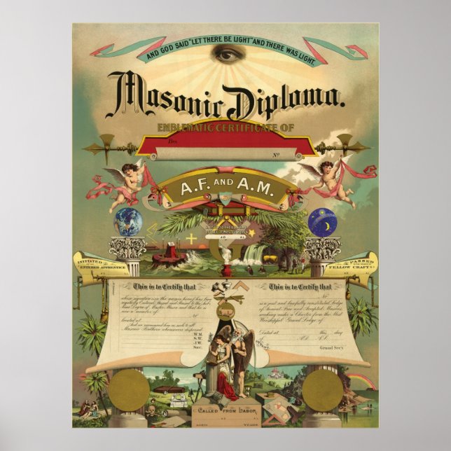 Masonic AF & AM Diploma Poster (Front)