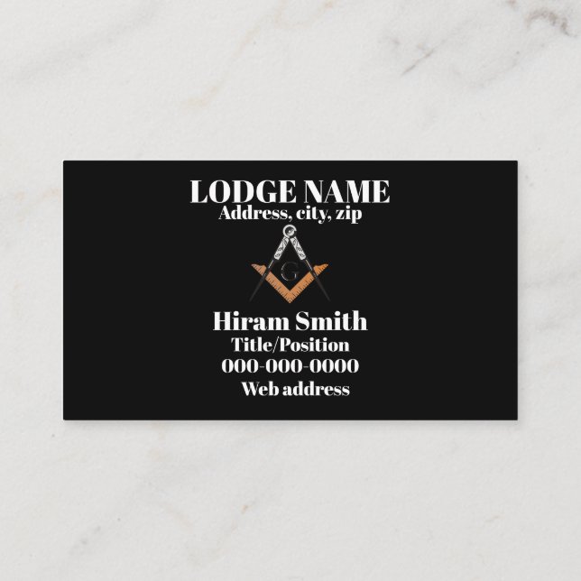Masonic Business card (Back)