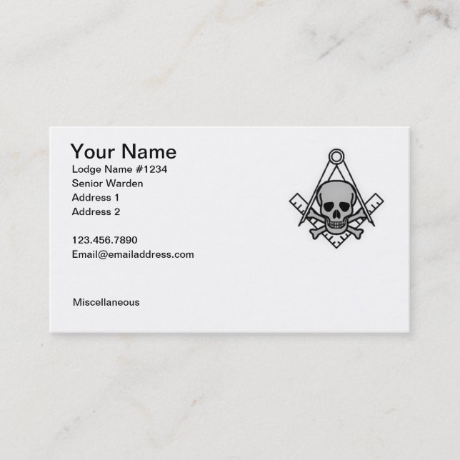 Masonic Business Card 1 (Front)