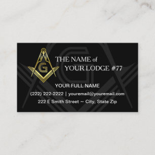 Masonic Business Cards Black and Gold Freemason