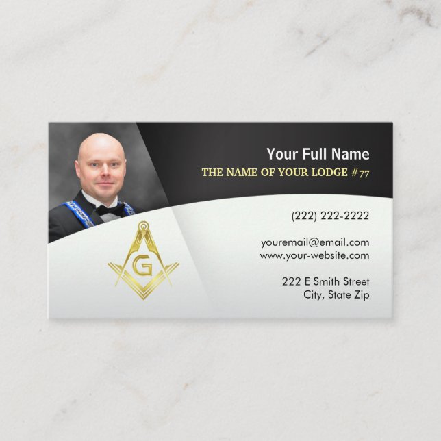 Masonic Business Cards Black Gold Freemason Photo (Front)