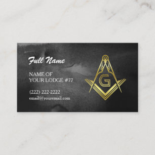 Masonic Business Cards Dark Grey Watercolor
