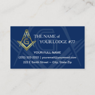 Masonic Business Cards Navy Blue Gold Freemason