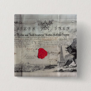 Masonic certificate, 1785 15 cm square badge