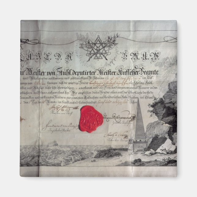 Masonic certificate, 1785 magnet (Front)