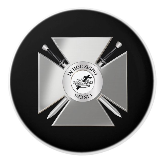 Masonic cross ceramic knob (Front)