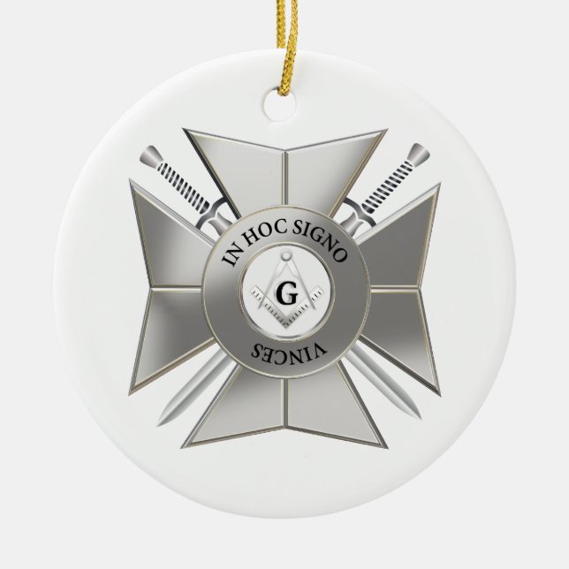 Masonic cross ceramic tree decoration (Front)