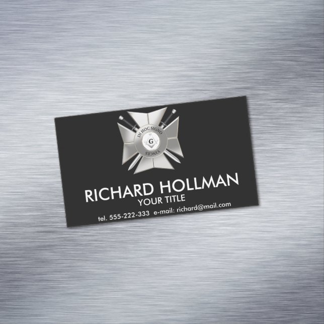 Masonic cross magnetic business card (In Situ)