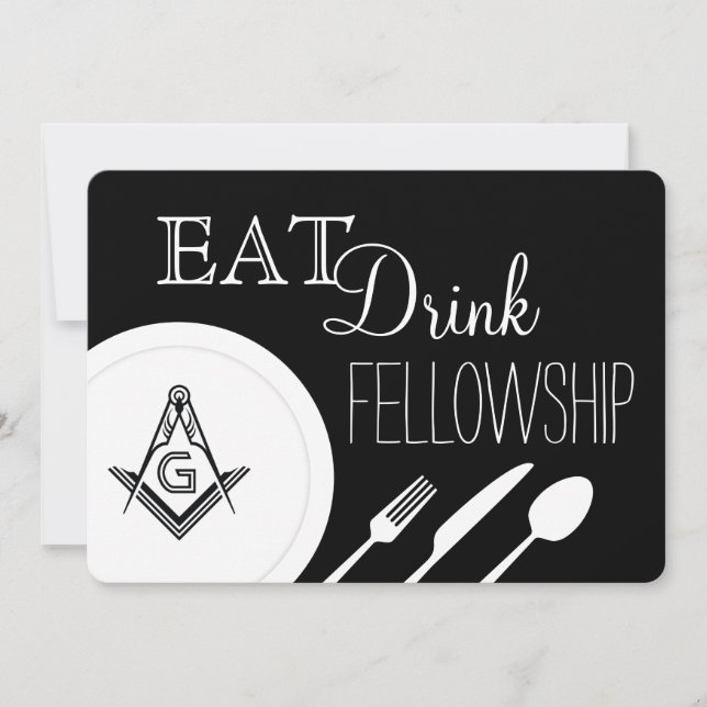 Masonic Fellowship Dinner Invitation - Freemasonry (Front)