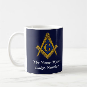 Masonic Freemason Compass Navy Blue Coffee Mug