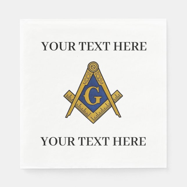 Masonic Freemason Square and Compass Blue  Napkin (Front)