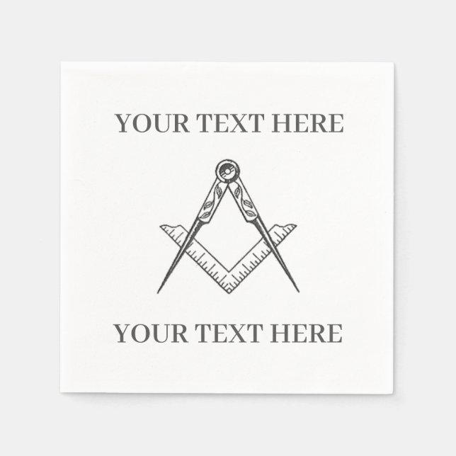Masonic Freemason Square and Compass  Napkin (Front)