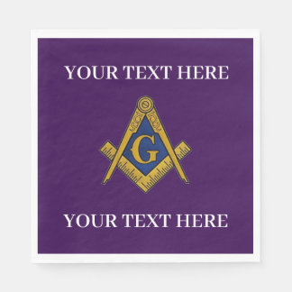Masonic Freemason Square and Compass Purple Napkin