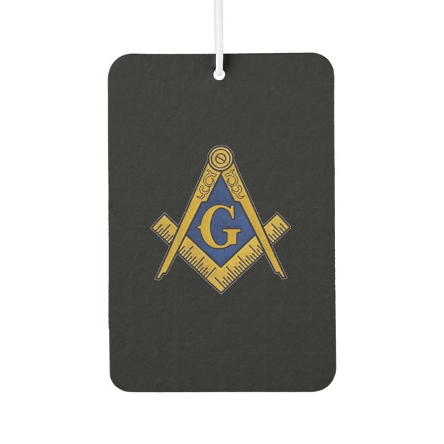 Masonic Freemasons Square and Compass Black Car Air Freshener (Front)