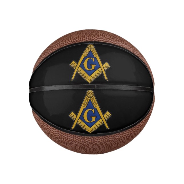 Masonic Freemasons Square and Compass Black Mini Basketball (Front)