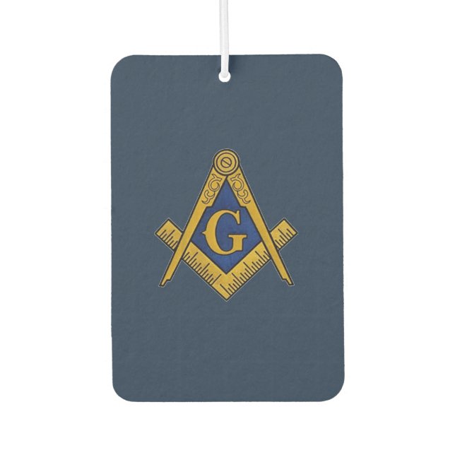 Masonic Freemasons Square and Compass Navy Blue Car Air Freshener (Front)