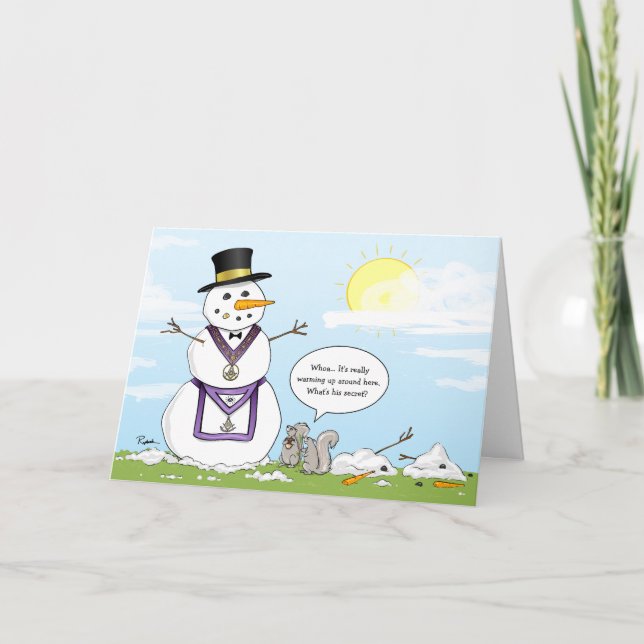 Masonic Grand Lodge Frosty the Snowman Christmas Holiday Card (Front)