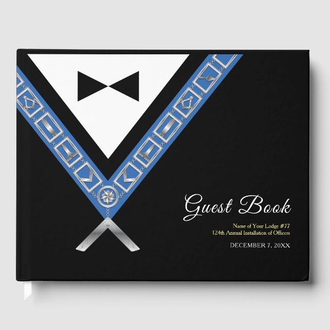 Masonic Guest Book | Freemason Officer Jewels Tux (Front)