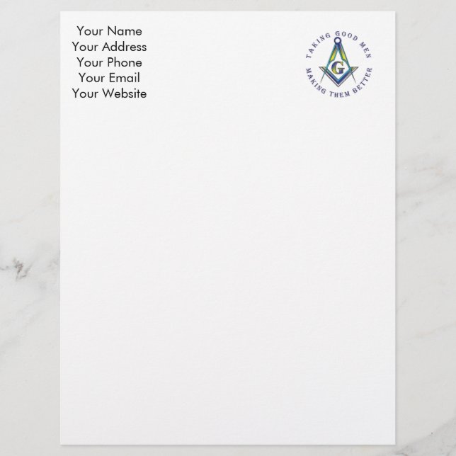 Masonic Letterheads Customized Letterhead (Front)