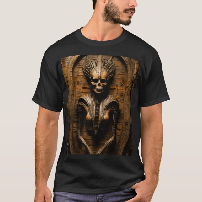 Masonic Lodge Tableau in the Style of H.R. Giger" T-Shirt (Front)