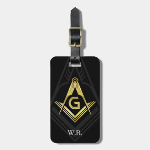 Masonic Luggage Tags   Black Gold Freemason