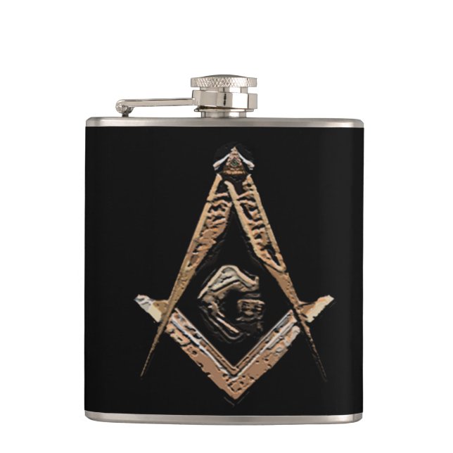 Masonic Minds (Golden) Hip Flask (Front)