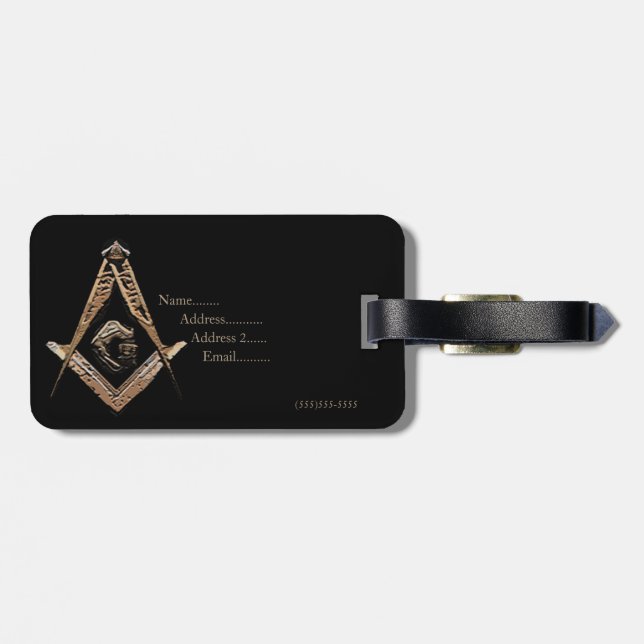 Masonic Minds (Golden) Luggage Tag (Back Horizontal)