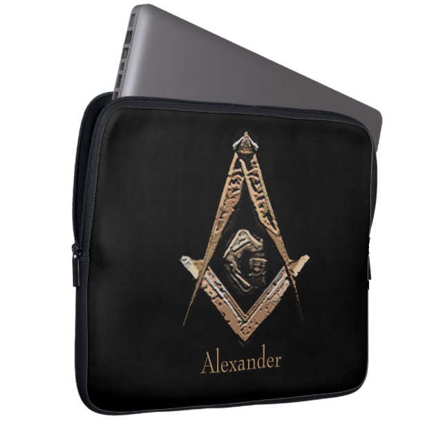 Masonic Minds (GoldenBrownish) Laptop Sleeve (Front Right)