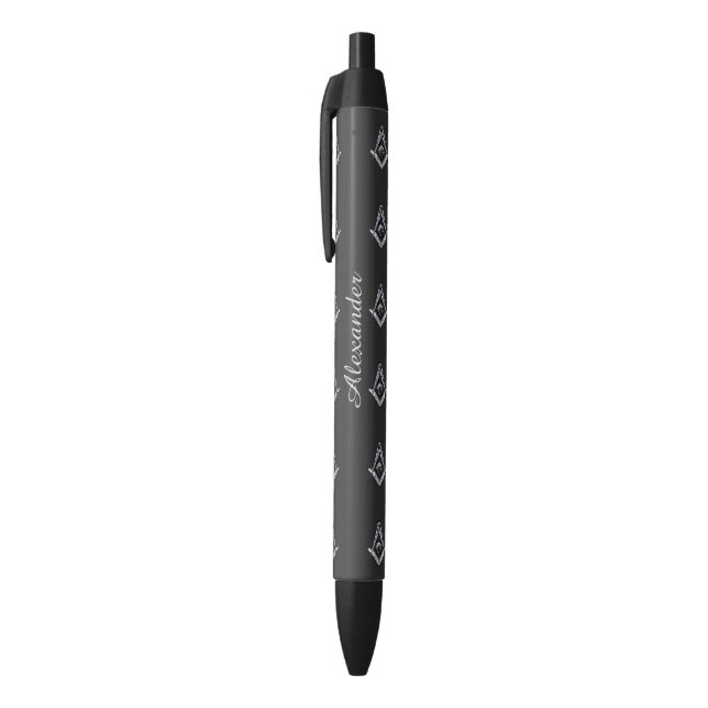 Masonic Minds (Silvery) Black Ink Pen (Top (Vertical))