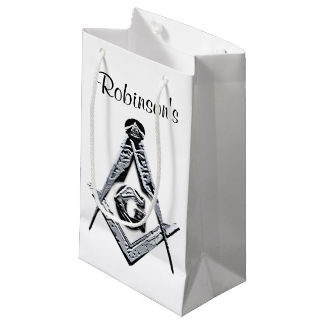 Masonic Minds (Silvery) Small Gift Bag (Front Angled)