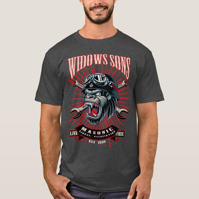 Masonic Monster Widows Sons WSMRA T-Shirt (Front)