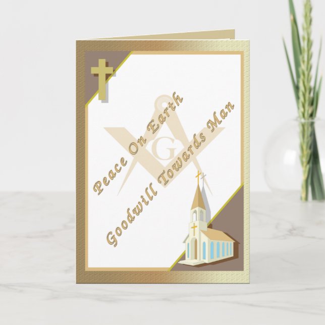Masonic Peace on Earth Holiday Card (Front)