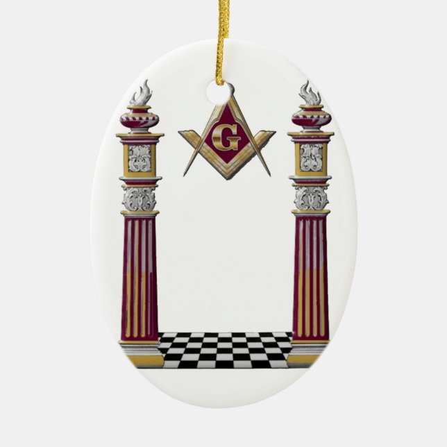 Masonic Pillars Ceramic Tree Decoration (Front)