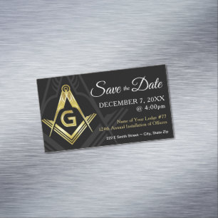 Masonic Save the Date Magnets Black and Gold