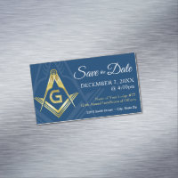 Masonic Save the Date Magnets Navy Gold Freemason