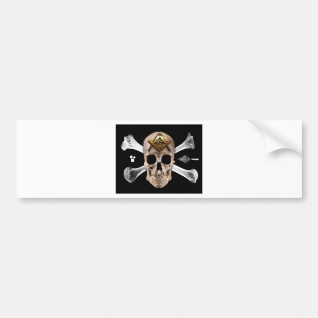 Masonic Skull & Bones Compass Square Bumper Sticker (Front)
