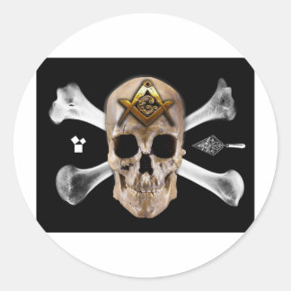 Masonic Skull & Bones Compass Square Classic Round Sticker
